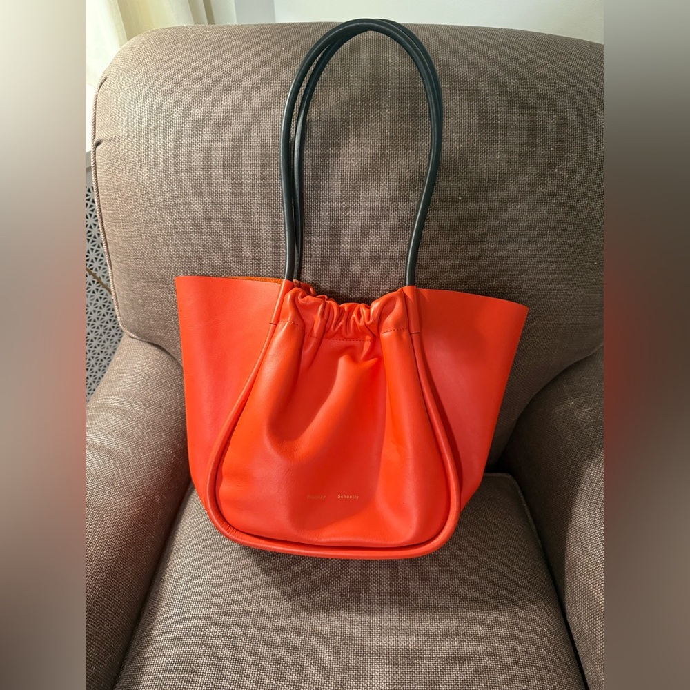 Proenza Schouler XL Orange/Red Tote with Black Handles